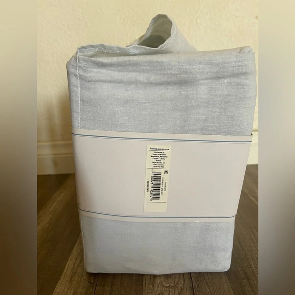 Rachel Ashwell Simply Shabby Chic KING Sheet Set Blue Linen Crochet Trim - Picture 4 of 7